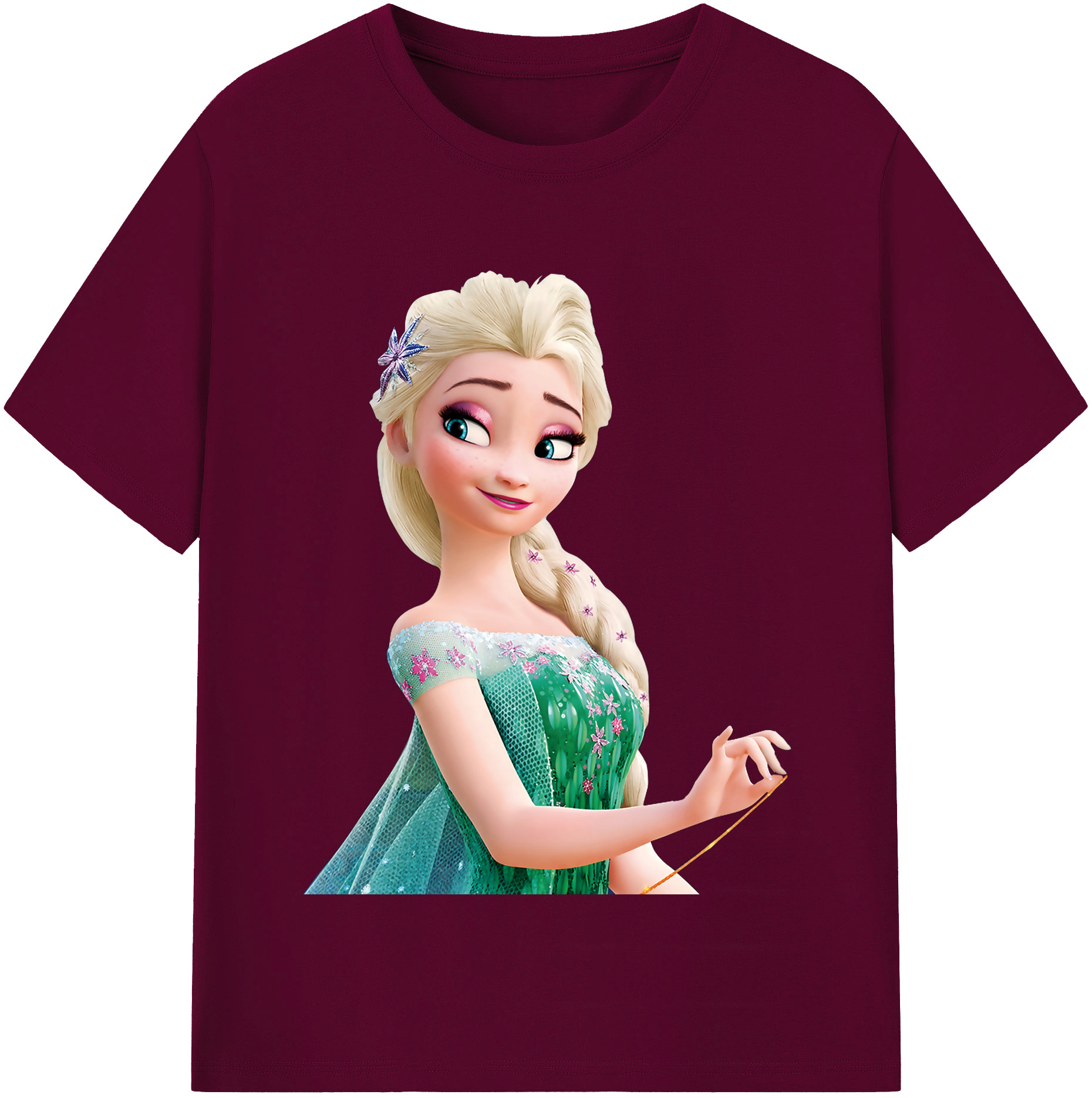 （画像用） アナと雪の女王 アンナ エルサ Frozen Anna Elsa レディースカジュアルプリントTシャツ（綿100％）